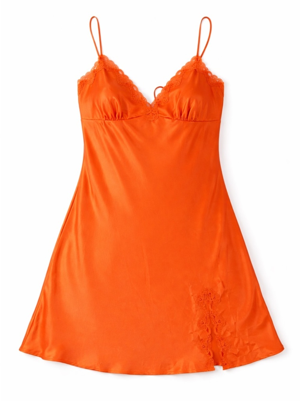 La Senza Satin Slip Dress Large NEW Orange Lace Cami Sleepwear Romantic Sexy